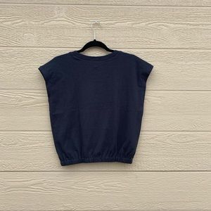 Small Black Madewell Banded Muscle Tee -  Crew Neck, Cap Sleeves